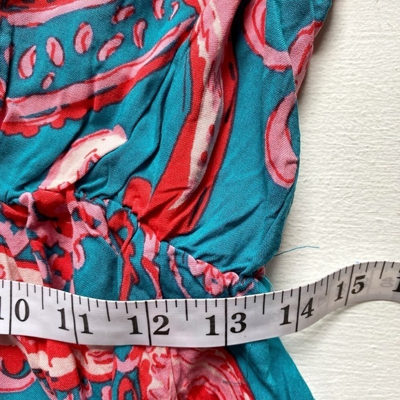 Emily Wonder Green and Pink Paisley Print V-Neck Long Sleeve Top - Picture 11 of 14